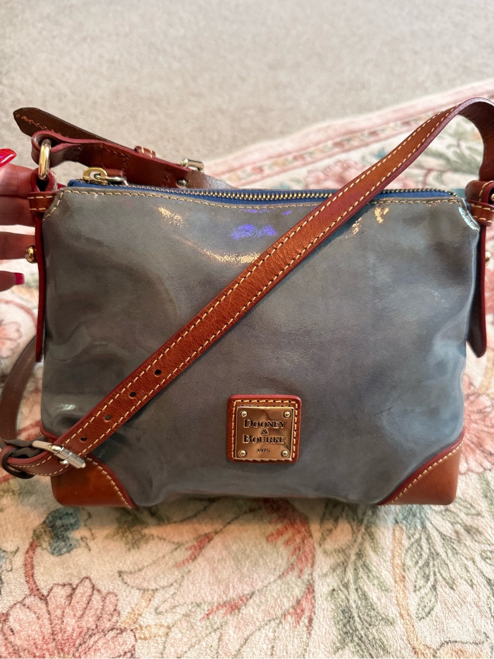 Dooney & Bourke Blue Crossbody with Brown Leather Trim - Picture 10 of 10